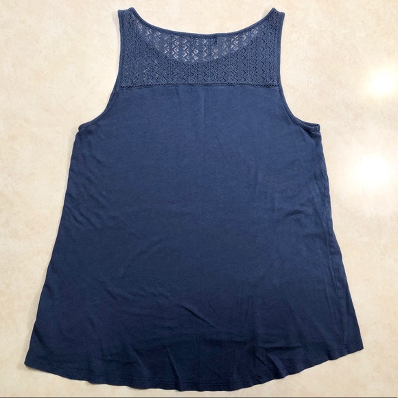 Sleeveless Blue Swing Tank with Crochet Detail - Picture 2 of 3